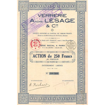 Verrerie André Lesage & Cie (Act 250 F)