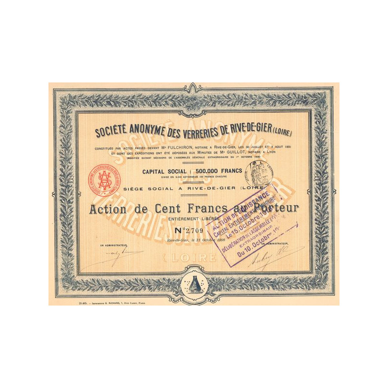 S.A. des Verreries de Rive-de-Gier (Act 100 F)