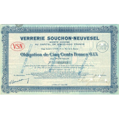 Verrerie Souchon-Neuvesel (Obl 500 F 6 1/2%)