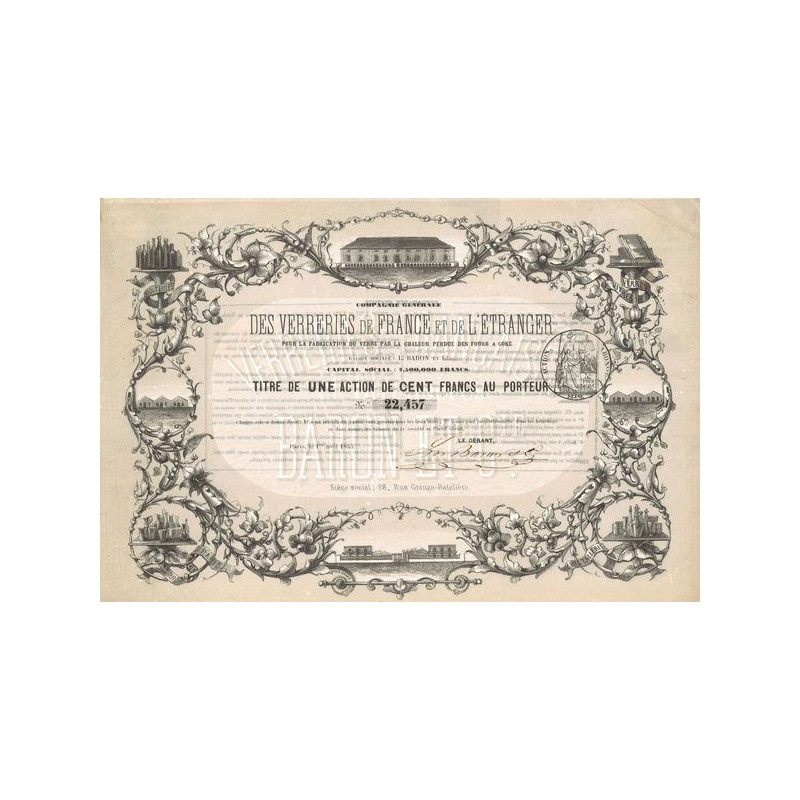 Cie Gale Des Verreries de France et de l'Etranger pour la Fabrication du Verre par la Chaleur Perdue des Fours à Coke (Act 100 F
