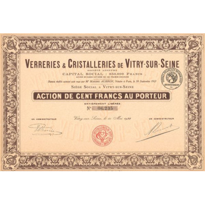 Verreries & Cristalleries de Vitry-sur-Seine (Act 100 F)