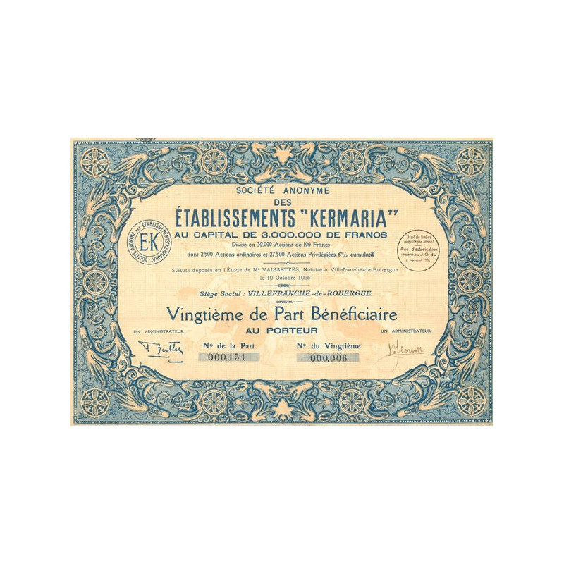 S.A. des Etablissements "Kermaria" (20ème de PB)