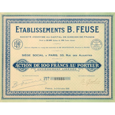 Etablissements B. Feuse (Act 100 F)