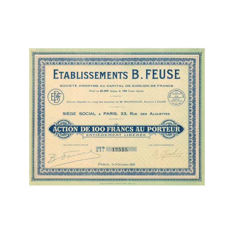 Etablissements B. Feuse (Act 100 F)
