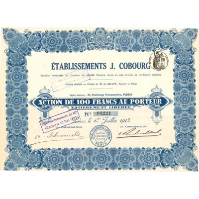 Etablissements J. Cobourg (Act 100 F)