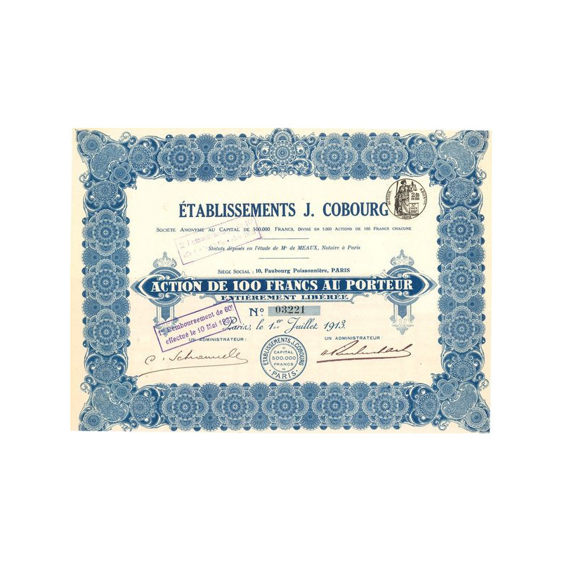 Etablissements J. Cobourg (Act 100 F)
