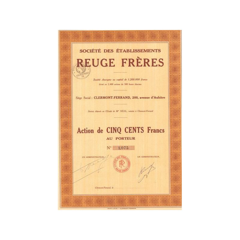 Sté des Etablissements Reuge Frères (Act 500 F)