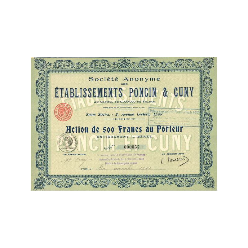 S.A. des Etablissements Poncin & Cuny (Act 500 F)