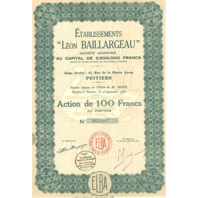 Etablissements "Léon Baillargeau" (Act 100 F)