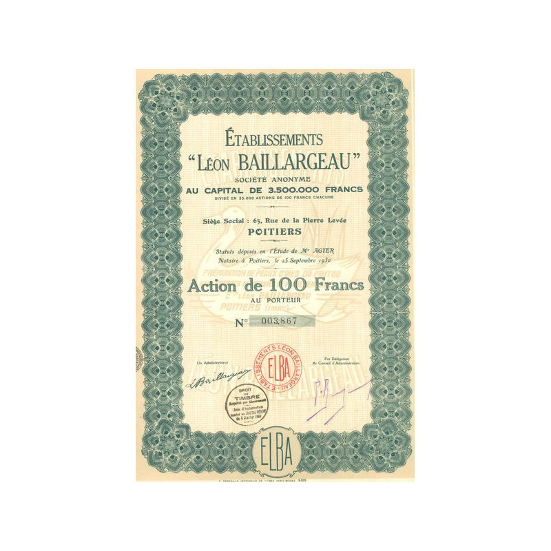 Etablissements "Léon Baillargeau" (Act 100 F)