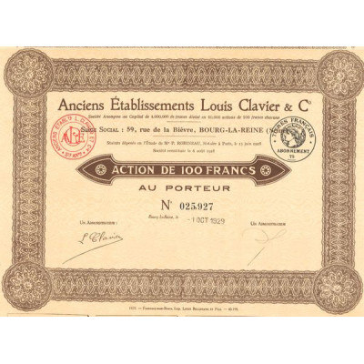 Anciens Etablissements Louis Clavier & Cie (Act 100 F)