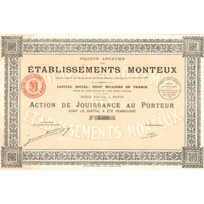 S.A. Des Etablissements Monteux (Act de Jouissance)