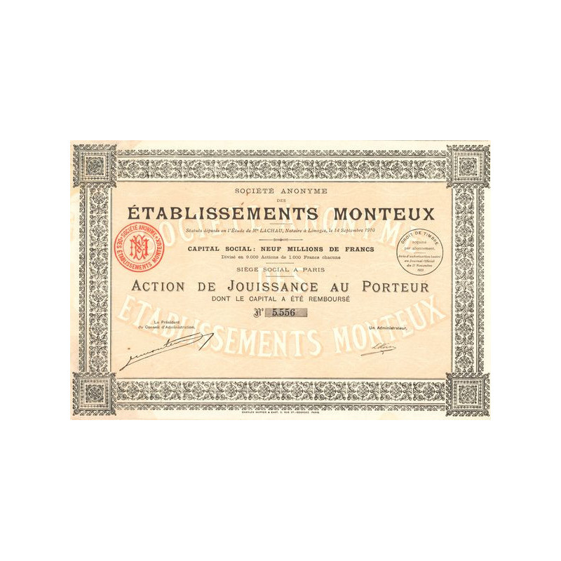 S.A. Des Etablissements Monteux (Act de Jouissance)