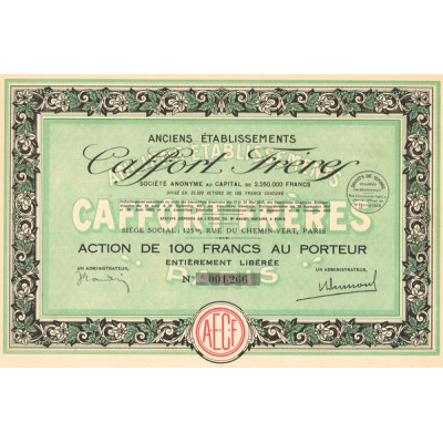 Anciens Etablissements Caffort Frères (Act 100 F)