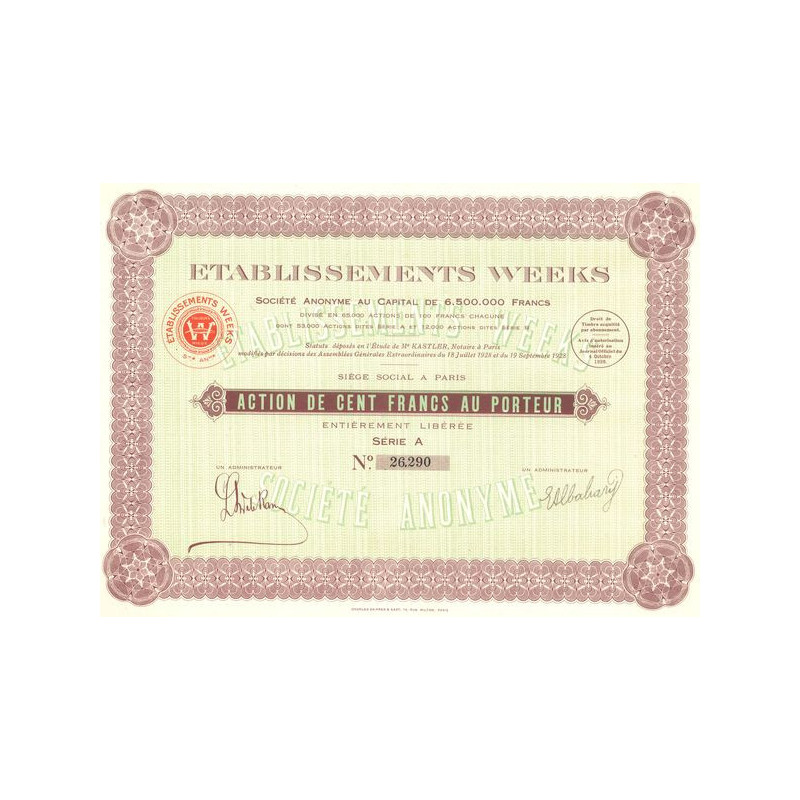 Etablissements Weeks (Act 100 F)