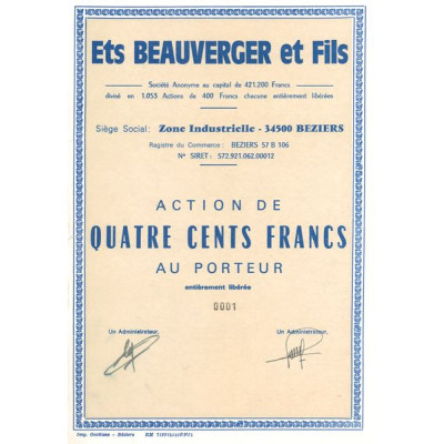 Ets Beauverger et Fils (Act 400 F)