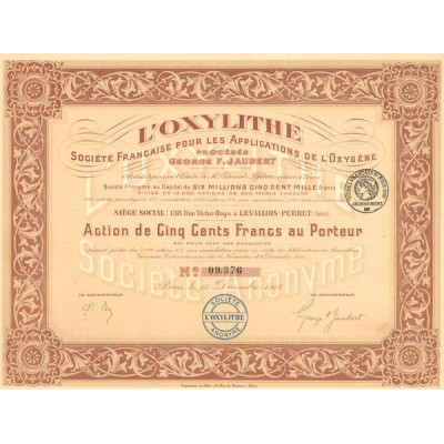 L'Oxylithe Sté Française pour les Applications de l'Oxygène (Act 500 F)