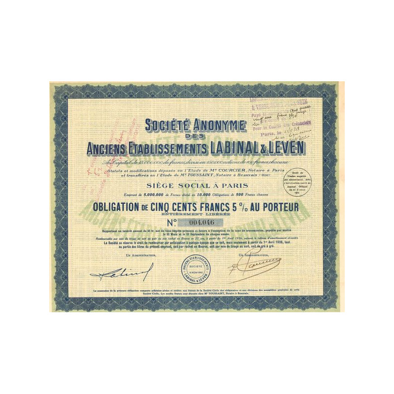 S.A. des Anciens Etablissements Labinal & Leven (Obl 500 F 5%)