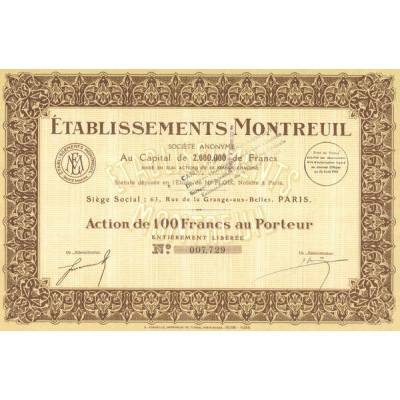 Etablissements Montreuil S.A. (Act 100 F)