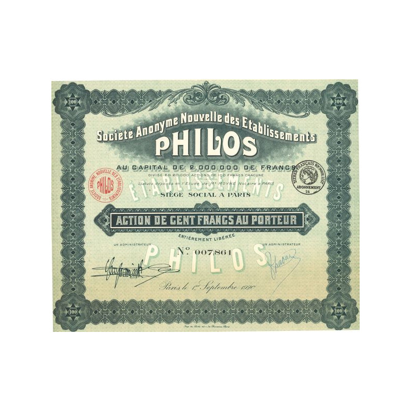 S.A. Nouvelle des Etablissements Philos (Act 100 F)