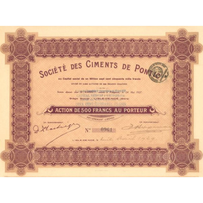 Sté des Ciments de Pontic (Act 500 F)