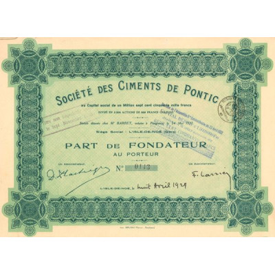 Sté des Ciments de Pontic (PF)