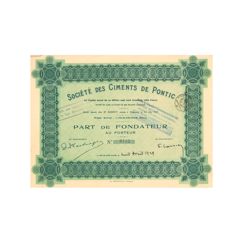 Sté des Ciments de Pontic (PF)