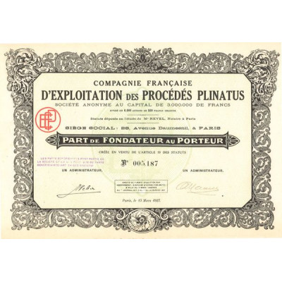 Cie Française d'Exploitation des Procédés Plinatus (PF)