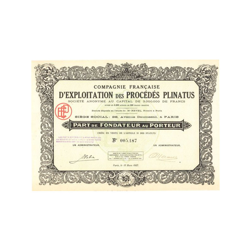 Cie Française d'Exploitation des Procédés Plinatus (PF)