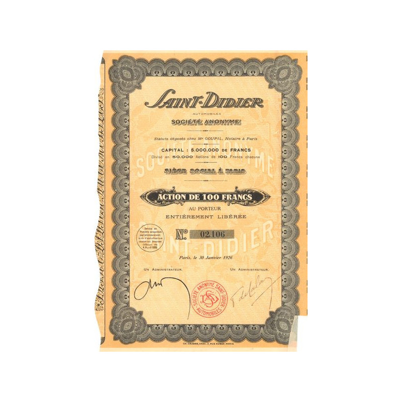 Saint-Didier Automobiles S.A. (Act 100 F)