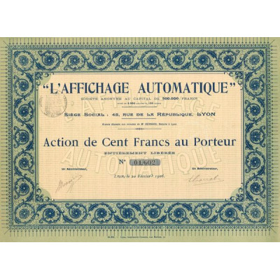 "L'Affichage Automatique" S.A. (Act 100 F)