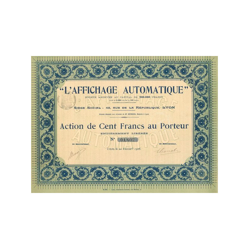 "L'Affichage Automatique" S.A. (Act 100 F)