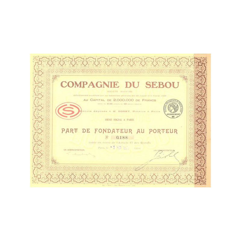 Cie du Sebou S.A. (PF)