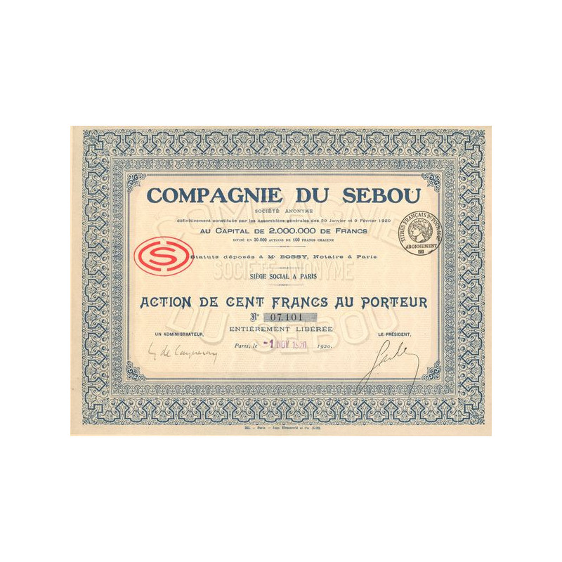 Cie du Sebou S.A. (Act 100 F)