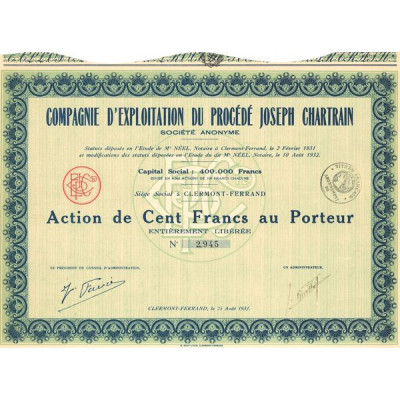 Cie d'Exploitation du Procédé Joseph Chartrain (Act 100 F)