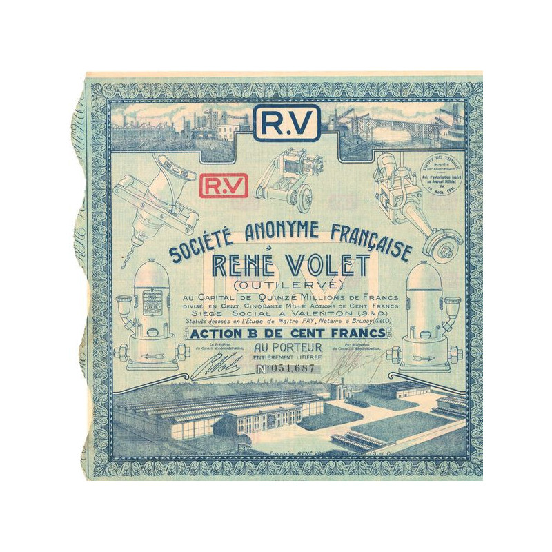 S.A. Française René Volet (Outilervé) (Act B 100 F)