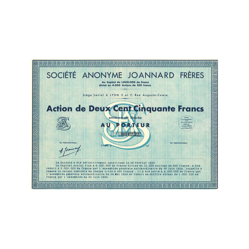 S.A. Joannard Frères (Act 250 F)