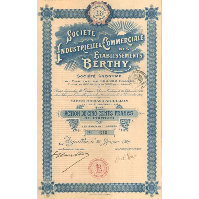 Sté Industrielle & Commerciale des Etablissements Berthy (Act 500 F)