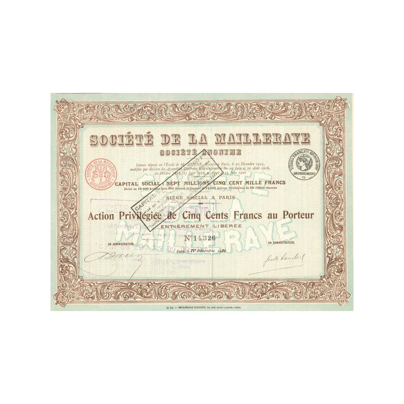 Sté de la Mailleraye S.A. (Act Privil 500 F)