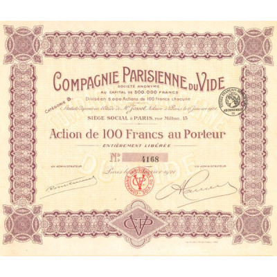 Cie Parisienne du Vide (Act 100 F)