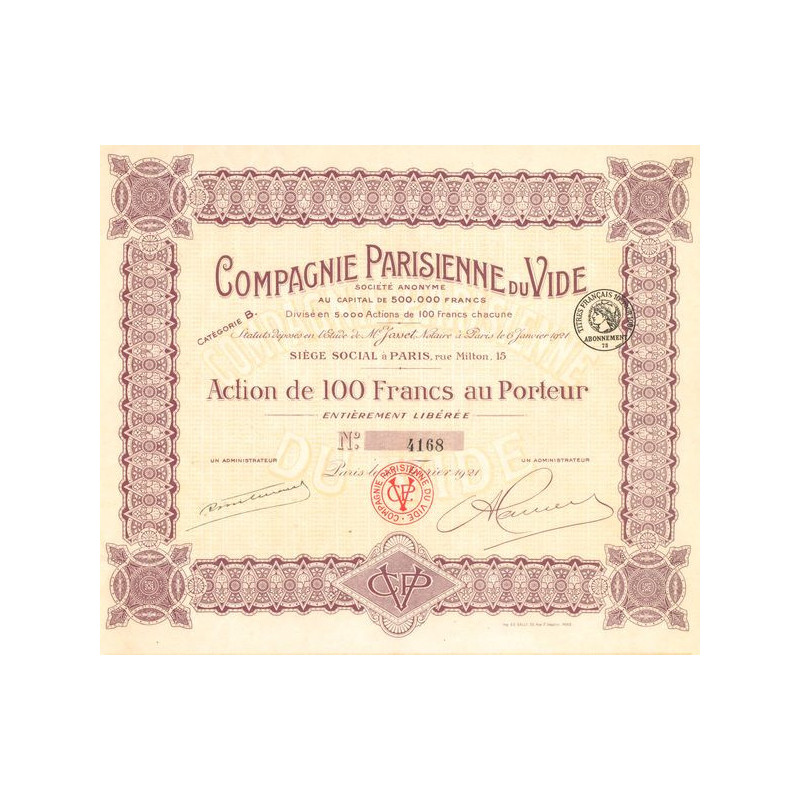 Cie Parisienne du Vide (Act 100 F)