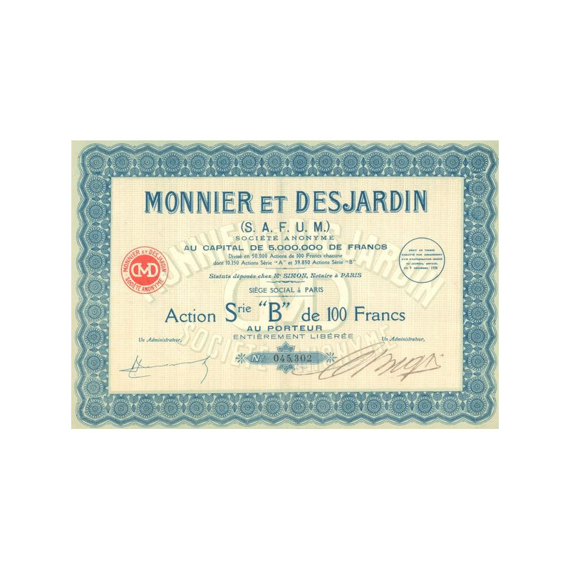 Monnier et Desjardin (S. A. F. U. M.) (Act Série B 100 F)