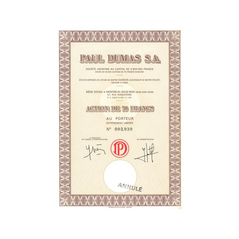 Paul Dumas S.A. (Act 70 F)