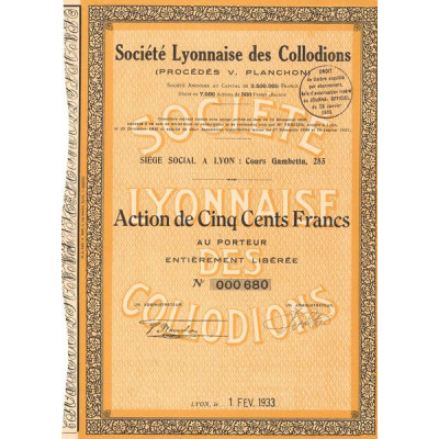 Sté Lyonnaise des Collodions (Procédés V. Planchon) (Act 500 F)