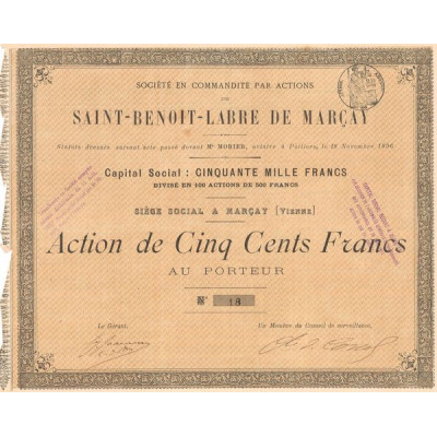 Sté en Commandite par Actions Saint-Benoit-Labre de Marcay (Act 500 F)