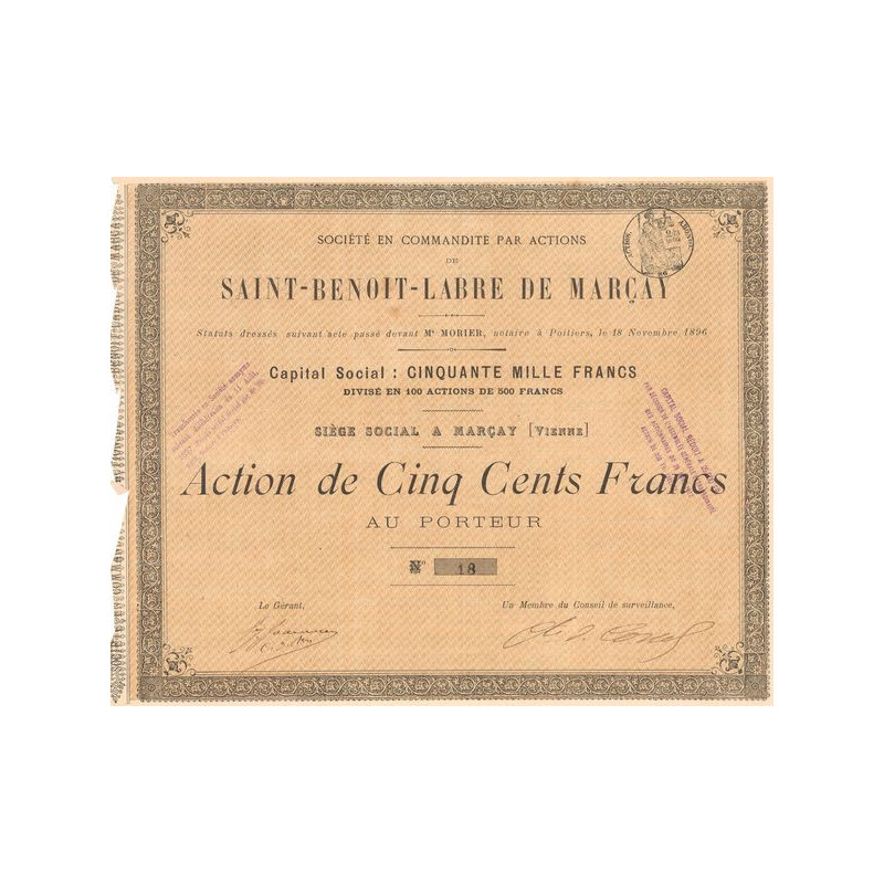 Sté en Commandite par Actions Saint-Benoit-Labre de Marcay (Act 500 F)