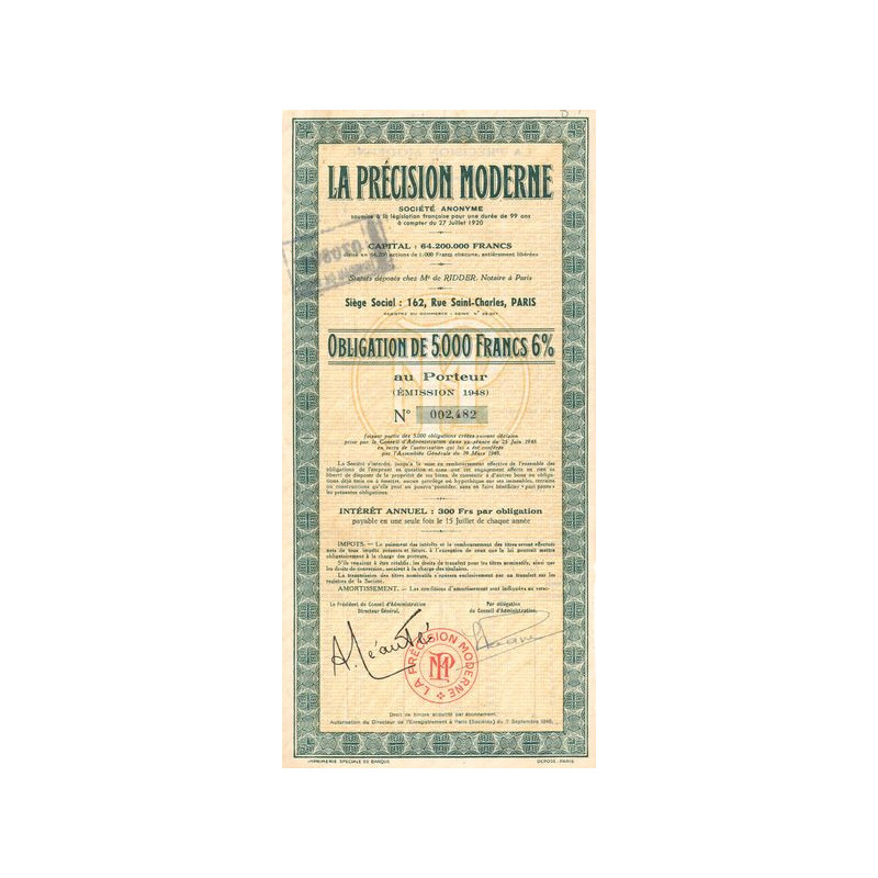 La Précision Moderne (Obl 5000 F 6%)