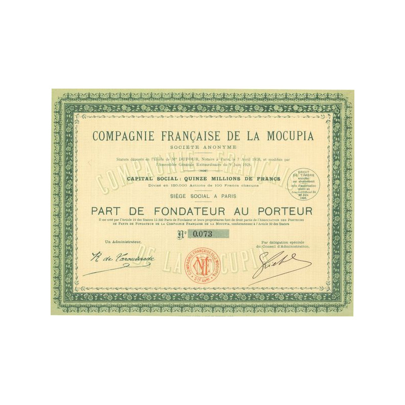 Cie Française de la Mocupia (PF)
