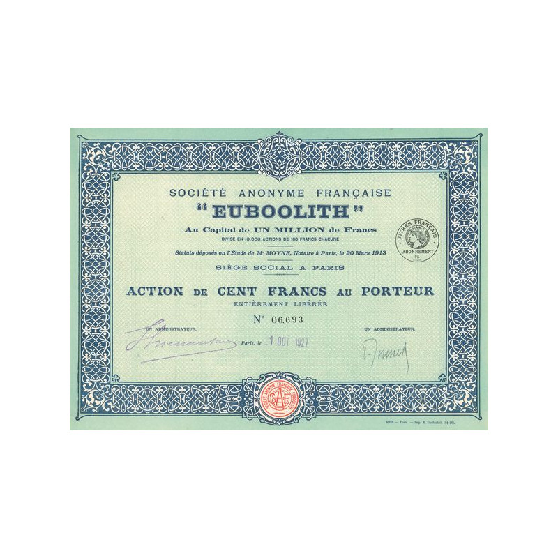 S.A. Française "Euboolith" (Act 100 F)