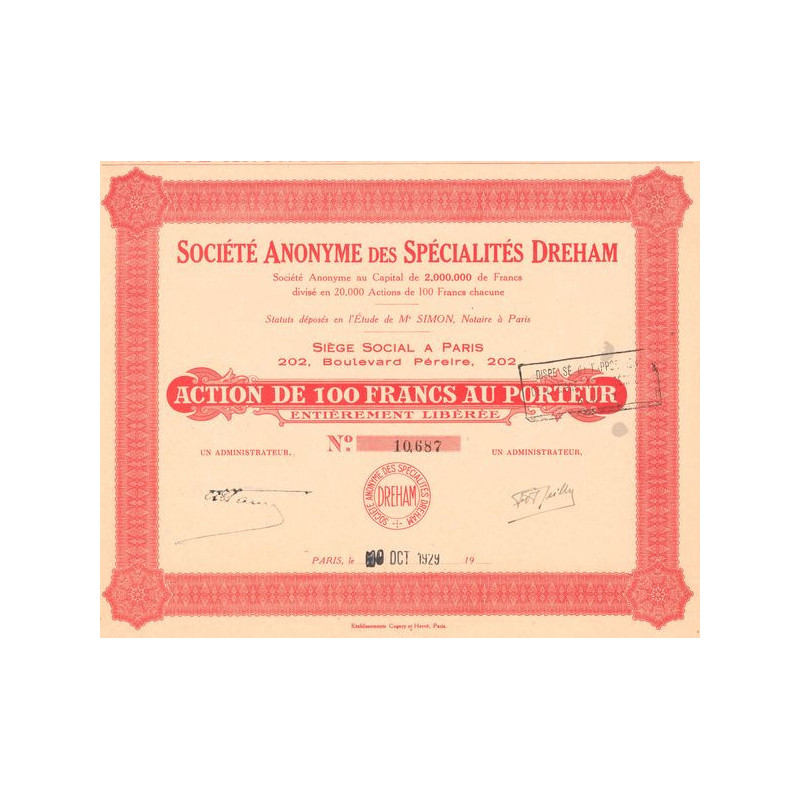 S.A. des Spécialités Dreham (Act 100 F)